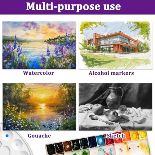 Tlenpo Watercolor Paper Pad, 8.5 x5.5 in, 110lb/230gsm, 50 Sheets Artist Painting Drawing Paper Book, Art Supplies for Adults Kids, Acid-Free Water Color Paper for Beginner Students