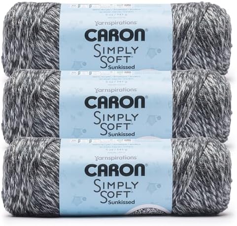 Caron Simply Soft Sunkissed Yarn for Crocheting, BlackBerry Tonal, 3-Pack