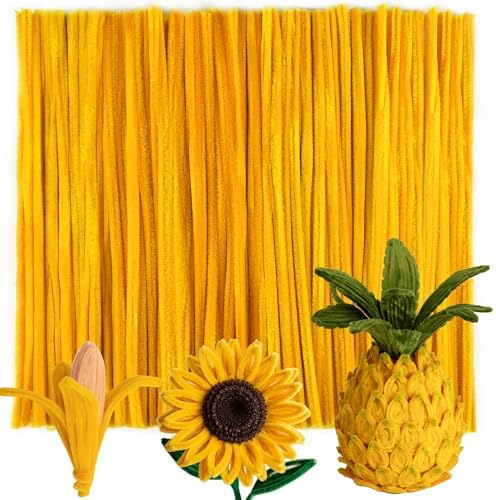Caydo 200 Pieces Blonde Yellow Pipe Cleaners for Flowers