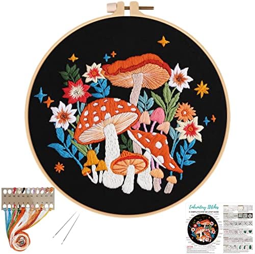 Louise Maelys Mushroom Embroidery Kit for Beginners, DIY Adults Needlepoint