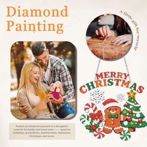 VeGuude Christmas Diamond Art Kits for Adults, DIY Acrylic Hanging Ornament