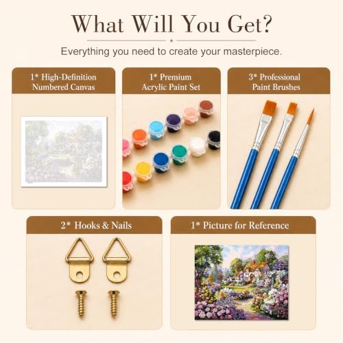 TELMOXA Garden Paint by Numbers Kit for Adults, 16x20 in