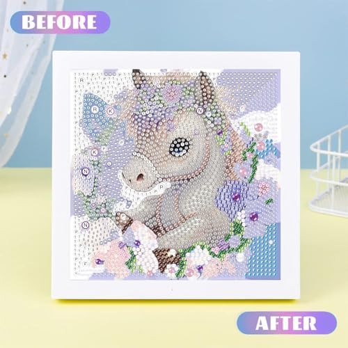 Horse Diamond Art Painting Kits for Kids with Frame Ages 4-8-12 (7x7 inch)