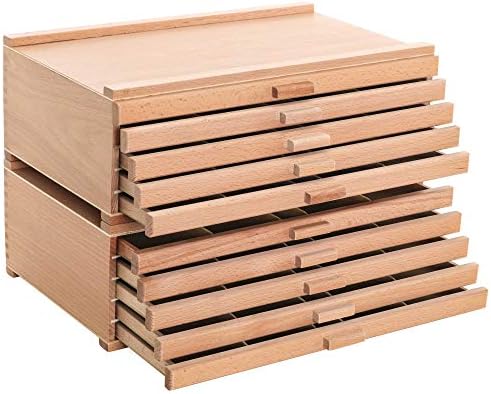 U.S. Art Supply 10-Drawer Artist Tool Supply Box with Storage Drawers | 5 Compartments per Drawer - Hardwood Art Box for Artist Supplies, Brushes, Pencils, Erasers, Tool Storage Organizer Case