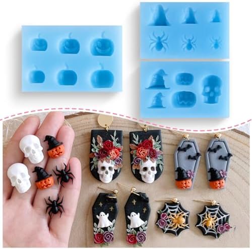 KEOKER Halloween Polymer Clay Molds, Polymer Clay Earring Molds, Halloween Polymer Clay Molds for Polymer Clay Earrings Decoration (Substitute Polymer Clay Cutters)