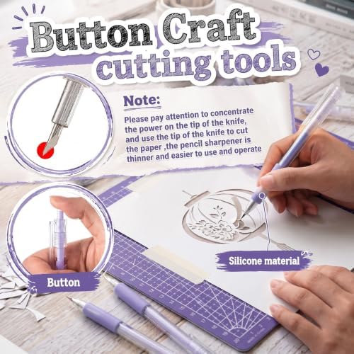 24 Pcs Craft Knife Pen Set, 6 Craft Knives with 12 Refills, Purple