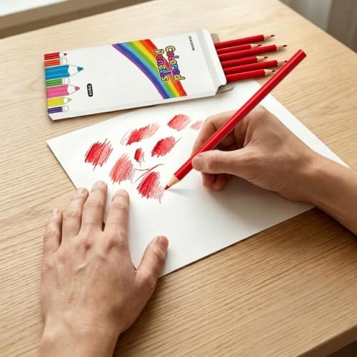 24 PCS Red Colored Pencils, Pre-sharpened Professional Wooden Art Pencils Set for Artists Painting | Premium Drawing Sketching Supplies