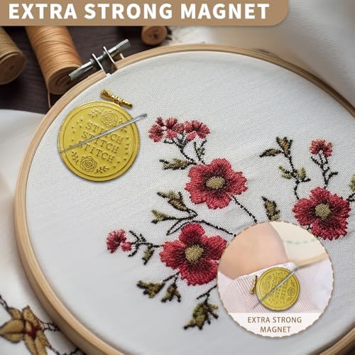 Needle Minder Magnet, Magnetic Needle Minder, Needle Minders Magnetic Cross Stitch Accessories, Magnetic Needle Holder, Life Tree, Butterfly, Cats, Owl, Heart (Gold)