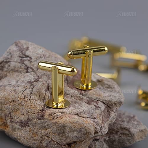 AUEAR, Metal Cufflinks Cuff Button Blank Cabochons Tray Bezel Cufflink Blanks Setting for Jewelry Making DIY Crafts