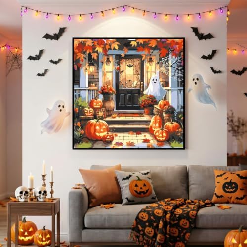 Fall Paint by Numbers Kit for Adults,Ghost Paint by Number 14x14 inch