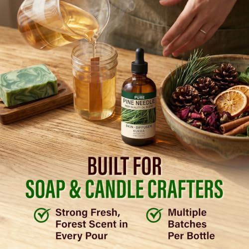 100% Pure Pine Needle Oil - 4 Fl Oz Pine Needle Essential Oil for Hair, Skin, Diffuser, Aromatherapy & DIY Soap Making Scent