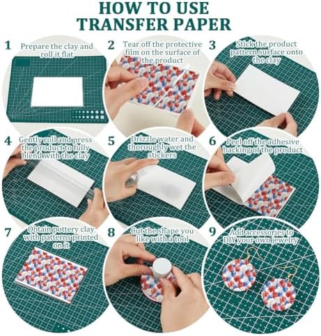 OLYCRAFT 24Pcs Independence Day Clay Transfer Paper 4 Styles Transfer Paper for Polymer Red Blue Flower Polymer Clay Transfer Sheets Floral Transfer Paper for Clay Earrings Jewelry Making