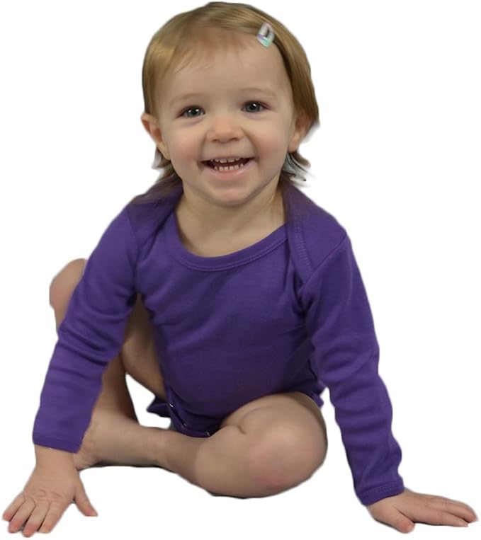 Monag Long Sleeve Baby Bodysuit, Long Sleeve Blank Solid Color Baby One-Piece, 100% Cotton Infant Bodysuit, Creeper