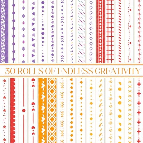 EORTA 30 Rolls Pastel Floral Washi Tape Set, Thin 5mm Skinny Masking Tape (0.19 Inch Wide), Decorative Planner Tape for Scrapbooking, Journaling, Gift Wrapping & DIY Crafts (Bright Colorful Mix, 5mm)