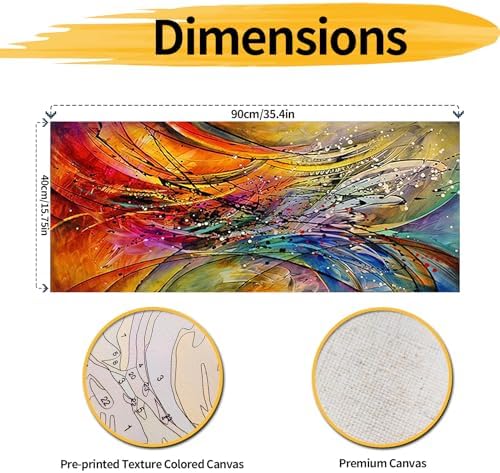 YALKIN Paint by Number for Adult Kits, DIY Abstract Oil Acrylic Painting Kits for Adults Beginners on Canvas for Home Wall Decor Gifts 40x90CM/15.8x35.4in (No Frame)