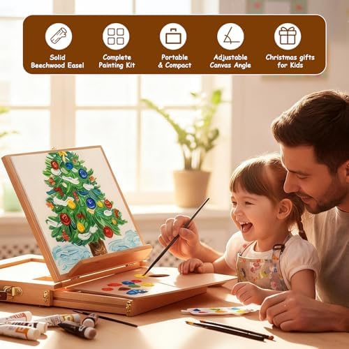Falling in Art 29 Pcs Acrylic Painting Kit with Tabletop Easel