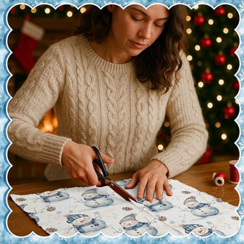 HunnmingRe 20 Pcs 10''x10'' Blue Winter Quilting Fabric Square Woodland Christmas Quiltted Fabric Bundle Snowy Day Snowflake Snowman Precuts Printed Patchwork Supplies for Xmas DIY Sewing Craft
