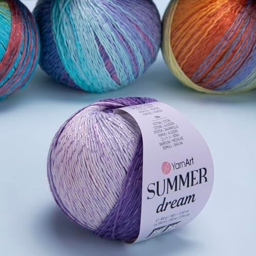 YarnArt Summer Dream Yarn 383 yd Fine Cotton Viscose, 70% Cotton 30% Viscose, Lightweight Knitting Yarn, Crochet Yarn for Summer Tops, Shawls, Cardigans, Baby Clothes & Accessories (4304, Pack of 1)