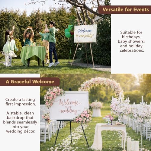 VISWIN 3Pcs 63" Gold Easel Stand for Wedding Signs, Adjustable Wooden Display Easel with Holder, Tripod Floor Easel for Welcome Board, Poster, Picture, Photos, Paintings