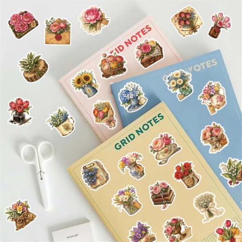 Vintage Aesthetic Flowers Stickers Flora Scrapbook Stickers