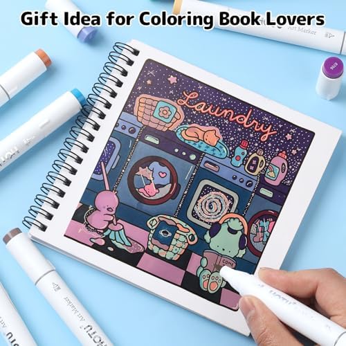 HOTU Alcohol Markers Brush&Fine Tip 48 Color for Adults Coloring Beginner | Dual Tips Art Markers Pens, Alcohol-based for Artists Drawing Illustration Sketching, Non-Bleeding Pad-CPC Certificated