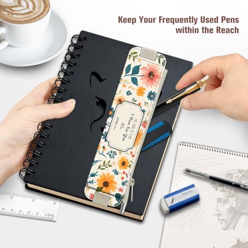FINPAC 2-Pack Elastic Pen Holder for Notebook Leather Pen Holder