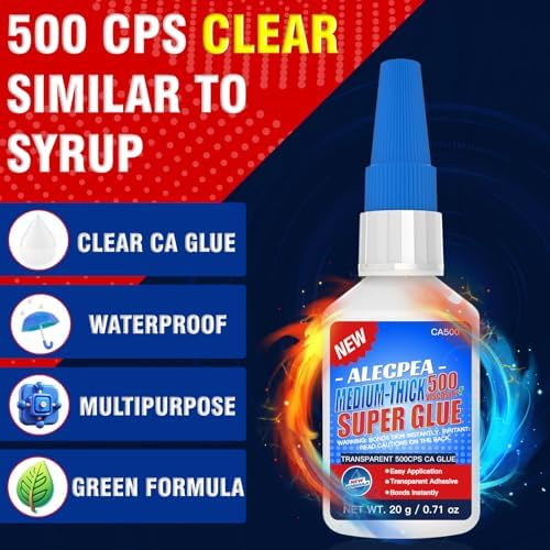 ALECPEA Medium-Thick CA Glue (500 CPS) 20g - Instant Bond Adhesive