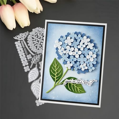 Cutting Dies Metal Stencils Scrapbooking Tools DIY Embossing Template for Paper Card Making Album Arts Crafts Supplies (Hydrangea-21.1x10.4cm)