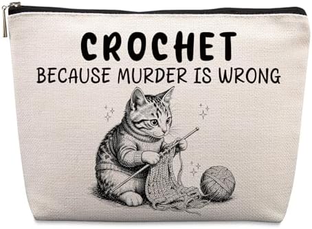 Funny Crochet Bag Gifts for Crochet Lovers Accessories and Gadgets Knitting Gifts Christmas Retirement Friendship Fun Gift Funny Birthday Gifts for Women Friends Sister Mom Travel Cosmetic Bag