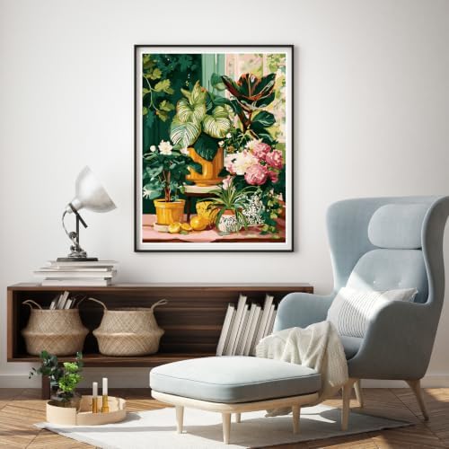 WUDWL Paint by Numbers Kit for Adults Framed Canvas, with Wooden Easel
