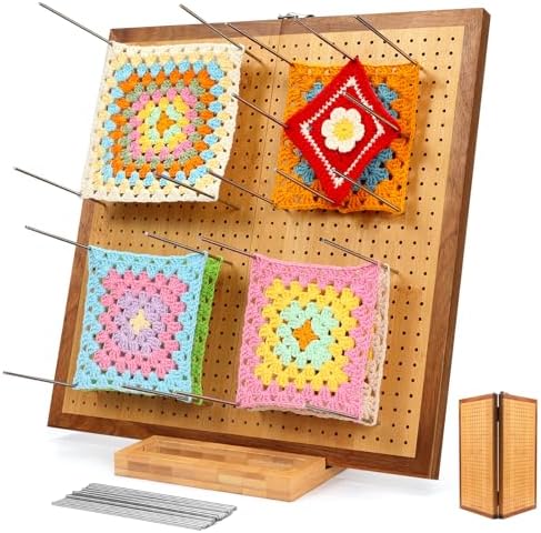 15.5" Foldable Crochet Blocking Board with 35 Pegs for Crochet Project, Big