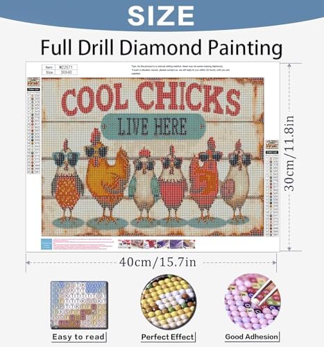 Benjenes Diamond Art Kit for Adults – Chicken Design