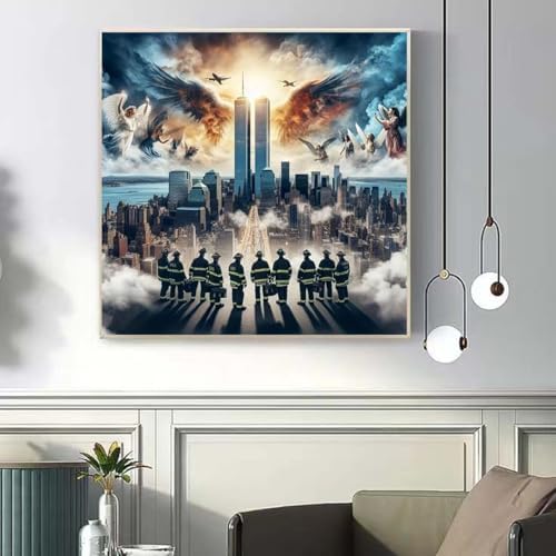 Twin Towers Angel Wings Diamond Art Kits for Adults Beginner,Full Drill 5D Diamond Painting Kits,DIY Paint By Diamonds Dot Art Painting Craft Kits For Adults Home Wall Decor 13.79 x 13.79inch