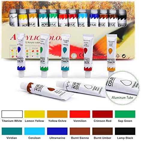 ESRICH Acrylic Paint Set,Painting Supplies with 2 PCS of 12 Paint