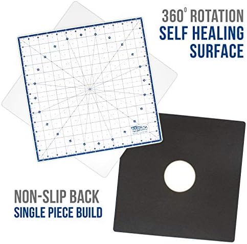 U.S. Art Supply 14"x14" Self-Healing Cutting Mat 7-Ply - Rotary White/Blue