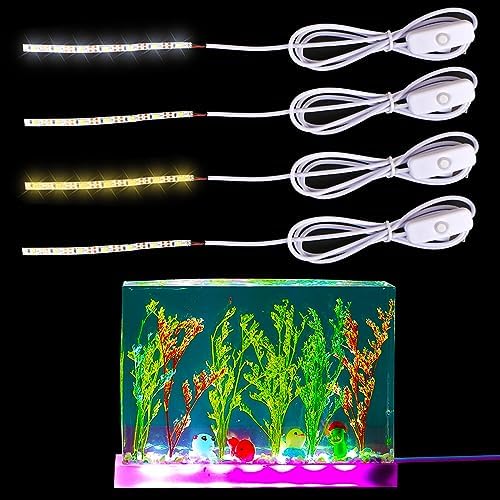 4Pcs Resin Silicone Mold Project Accessories USB Long Light Strip for DIY Luminous Epoxy Casting Craft Desktop Ornaments Table Home Decorations