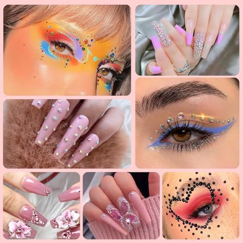 Canvalite 25000PCS Resin Jelly Rhinestones for Crafting, Pink AB Flatback Gems, Bedazzling Crystal with 5x2.5g B7000 Jewelry Glue and Tweezers Dotting Pen for DIY Crafts Clothing Shoes Nail Art
