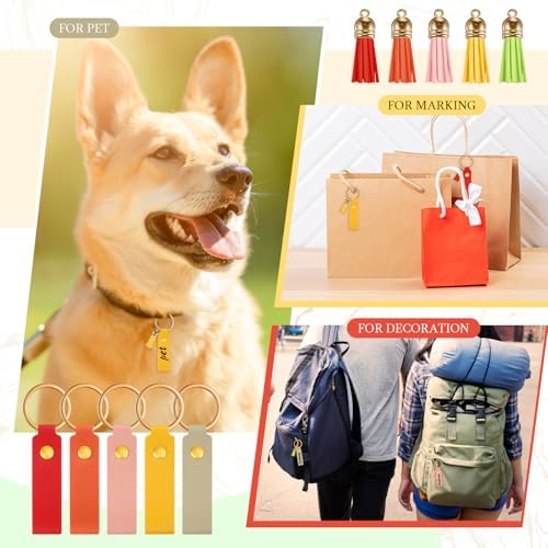 100 Pcs PU Leather Keychain Blanks Bulk