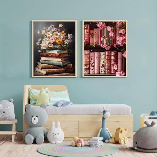 4 Pack Vintage Books Paint by Numbers for Adults with Framed Canvas 8x12in