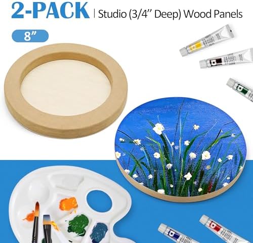 Falling in Art 2 Pack 8'' Unfinished Round Birch Wood Panels