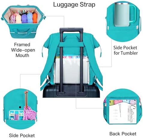 Leudes Crochet Bag Backpack for Yarn Storage Tote Travel Large Knitting Bag