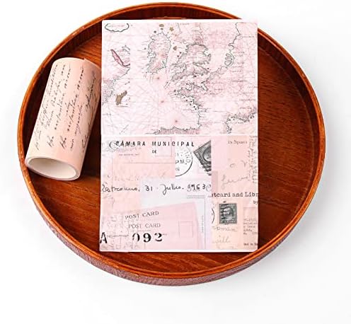 Dizdkizd Vintage Washi Tape Wide, Junk Journal Supplies, Map Newspaper Masking Tapes Stickers, Arts & Crafts Tape, Great for Vintage Journals, Gift Wrapping, 3 Inches × 4 Rolls