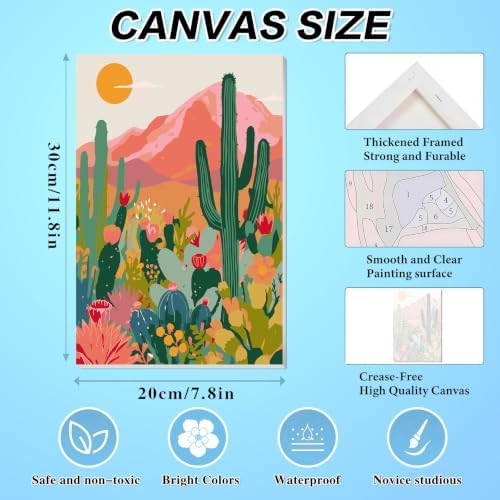 4 Pack Framed Mountain Paint by Numbers Kits for Adults with Easel (8x12in)