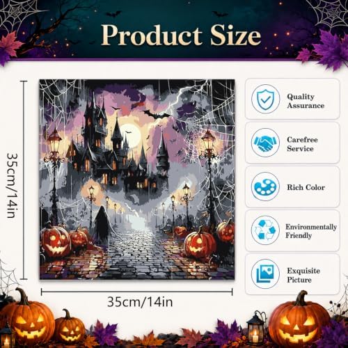 Halloween Paint by Numbers Kit for Adults,Paint by Number 14x14 inch