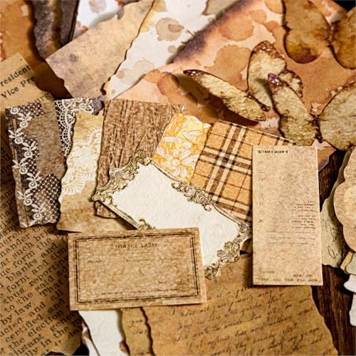 400PCS Vintage Scrapbook Paper Journaling Scrapbooking Supplies Kit Retro Decorative Craft Paper Assorted for Bullet Junk Journals Card Making Craft DIY, Post Office Series
