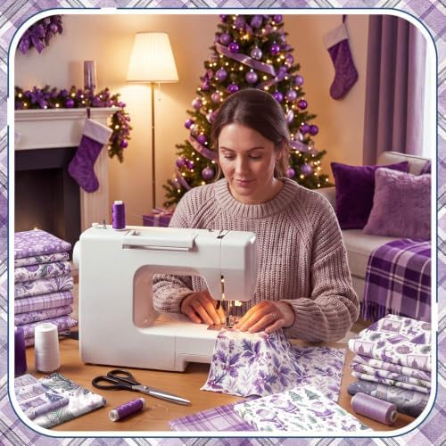 HunnmingRe 20 Pcs 10''x10'' Purple Christmas Quilting Fabric Squares
