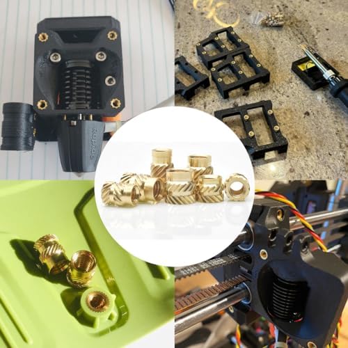 Heat Set Thread Inserts 380pcs Boxed with M2 M2.5 M3 M4 M5 M6(1/4) M8 Insert Tips for 3D Printing Components and Plastic Parts-Brass Metric Knurled Nuts