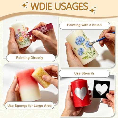Candle Wax Pen 26 Colors Set - 3D Candle Paint with Glitter Gold Silver, Smooth Drawing Wax Pen for DIY Candle Making, Birthday, Wedding Party, Non-Toxic, Fast-Drying, Long-Lasting Color - 0.35oz/10ml