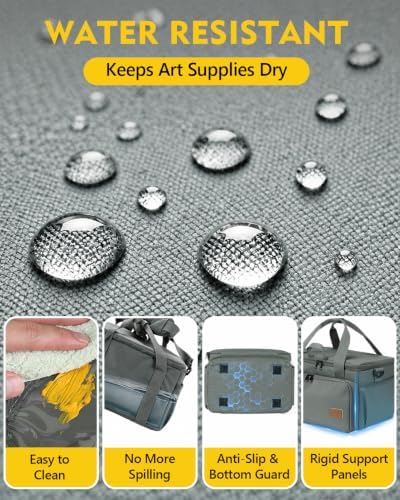 Magicfly Large Art Bag, Waterproof Paint Organizer Bag with Drawing Easel