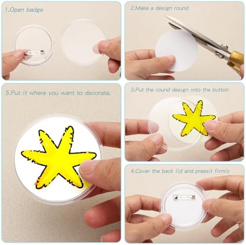 25 Pcs 2.3 Inch Clear Acrylic Blank Button Pins, DIY Craft Badge Making Supplies for Custom Photo Buttons, Homemade Badges, School Projects, Team & Event Badges